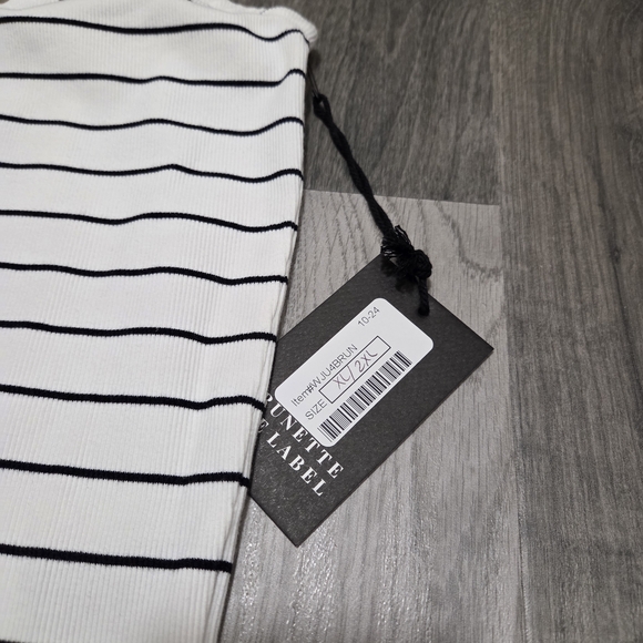 NWT Brunette The Label Black White Striped Ribbed Tube Top Stretchy Minimalist - Picture 6 of 7